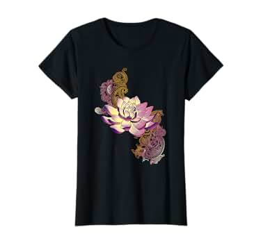 ★E.B.M★ Flower Lace T-shirt EMP4WTS050 Amazon.com: Womens Lotus Flower T-Shirt : Clothing, Shoes